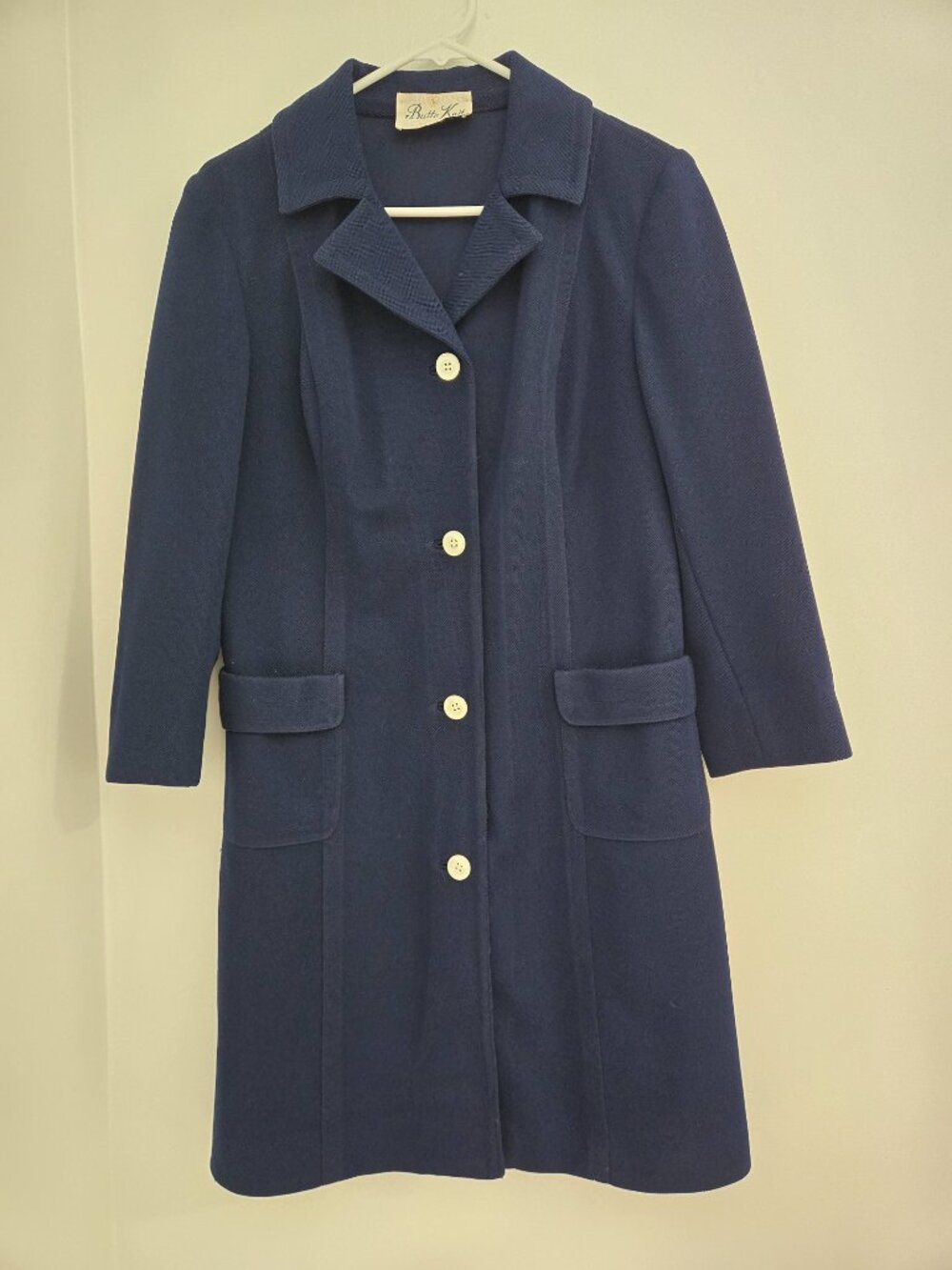 Vintage Butte Knit Navy Double-Knit Topper Car Coat Style 3504 – 1970s Classic